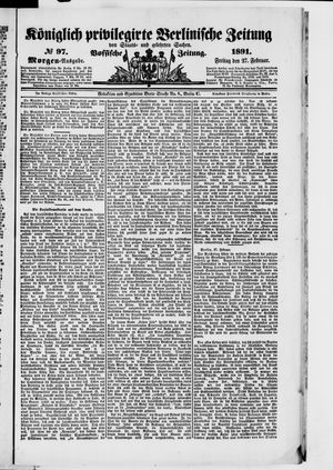 Königlich privilegirte Berlinische Zeitung von Staats- und gelehrten Sachen on Feb 27, 1891