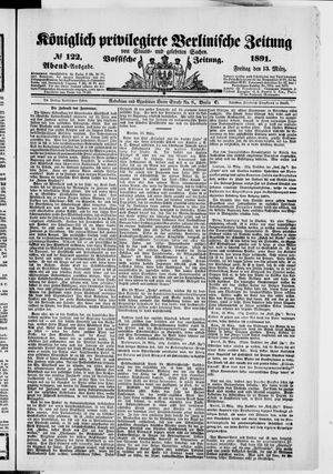 Königlich privilegirte Berlinische Zeitung von Staats- und gelehrten Sachen vom 13.03.1891