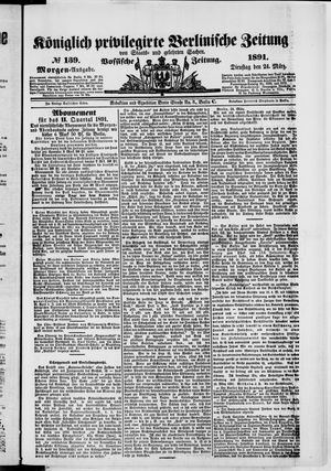 Königlich privilegirte Berlinische Zeitung von Staats- und gelehrten Sachen on Mar 24, 1891