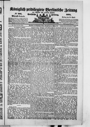 Königlich privilegirte Berlinische Zeitung von Staats- und gelehrten Sachen vom 10.04.1891