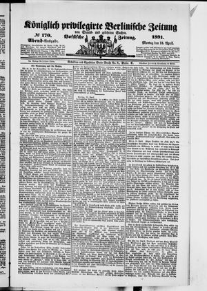 Königlich privilegirte Berlinische Zeitung von Staats- und gelehrten Sachen vom 13.04.1891