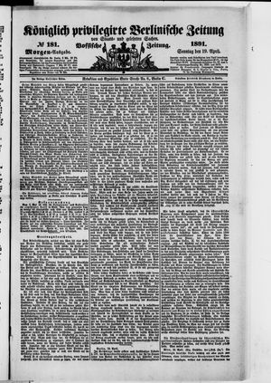 Königlich privilegirte Berlinische Zeitung von Staats- und gelehrten Sachen on Apr 19, 1891
