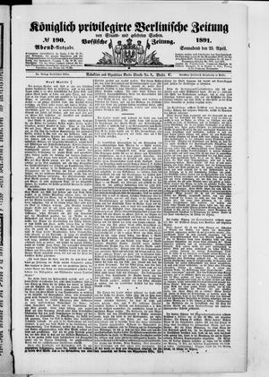 Königlich privilegirte Berlinische Zeitung von Staats- und gelehrten Sachen on Apr 25, 1891