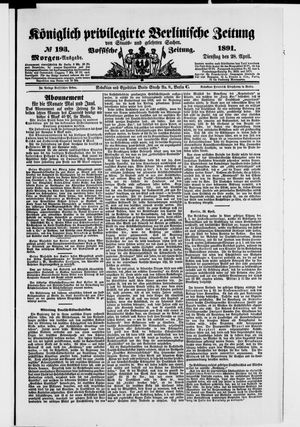 Königlich privilegirte Berlinische Zeitung von Staats- und gelehrten Sachen on Apr 28, 1891