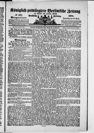 Königlich privilegirte Berlinische Zeitung von Staats- und gelehrten Sachen vom 30.04.1891