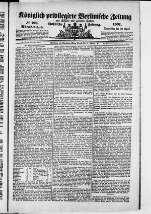 Königlich privilegirte Berlinische Zeitung von Staats- und gelehrten Sachen on Apr 30, 1891