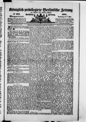Königlich privilegirte Berlinische Zeitung von Staats- und gelehrten Sachen vom 07.05.1891