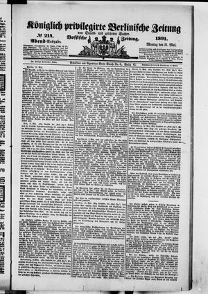 Königlich privilegirte Berlinische Zeitung von Staats- und gelehrten Sachen on May 11, 1891