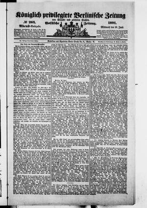 Königlich privilegirte Berlinische Zeitung von Staats- und gelehrten Sachen vom 10.06.1891