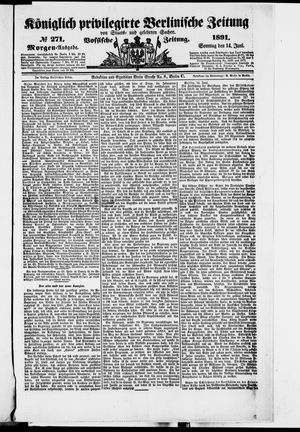 Königlich privilegirte Berlinische Zeitung von Staats- und gelehrten Sachen vom 14.06.1891
