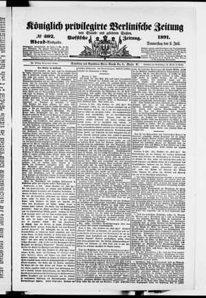 Königlich privilegirte Berlinische Zeitung von Staats- und gelehrten Sachen on Jul 2, 1891