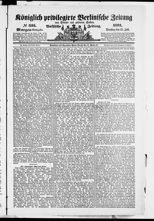 Königlich privilegirte Berlinische Zeitung von Staats- und gelehrten Sachen vom 21.07.1891