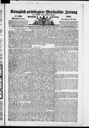 Königlich privilegirte Berlinische Zeitung von Staats- und gelehrten Sachen vom 30.07.1891