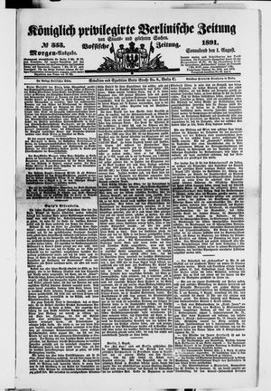Königlich privilegirte Berlinische Zeitung von Staats- und gelehrten Sachen vom 01.08.1891
