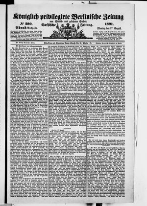 Königlich privilegirte Berlinische Zeitung von Staats- und gelehrten Sachen on Aug 17, 1891