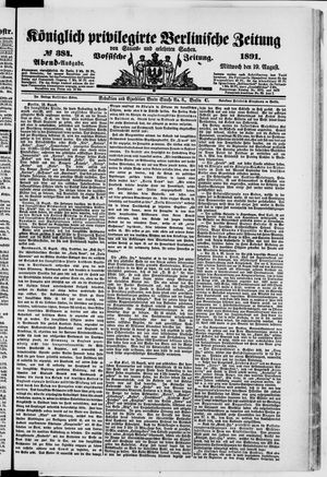 Königlich privilegirte Berlinische Zeitung von Staats- und gelehrten Sachen on Aug 19, 1891