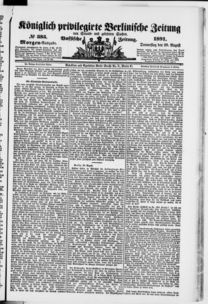 Königlich privilegirte Berlinische Zeitung von Staats- und gelehrten Sachen vom 20.08.1891