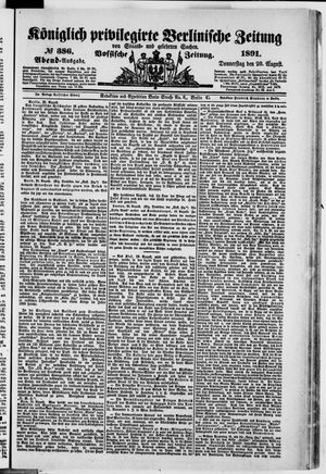 Königlich privilegirte Berlinische Zeitung von Staats- und gelehrten Sachen vom 20.08.1891