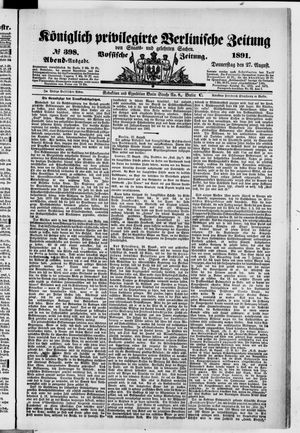 Königlich privilegirte Berlinische Zeitung von Staats- und gelehrten Sachen vom 27.08.1891