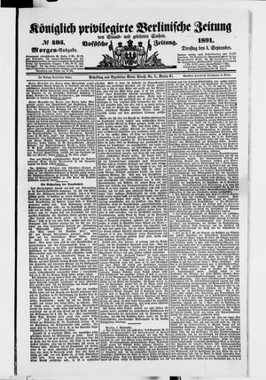 Königlich privilegirte Berlinische Zeitung von Staats- und gelehrten Sachen vom 01.09.1891