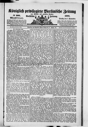 Königlich privilegirte Berlinische Zeitung von Staats- und gelehrten Sachen vom 01.09.1891