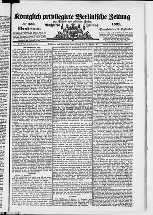 Königlich privilegirte Berlinische Zeitung von Staats- und gelehrten Sachen vom 19.09.1891