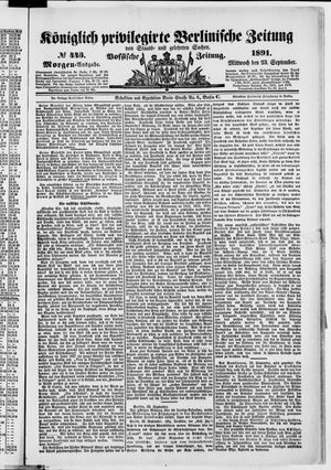 Königlich privilegirte Berlinische Zeitung von Staats- und gelehrten Sachen vom 23.09.1891