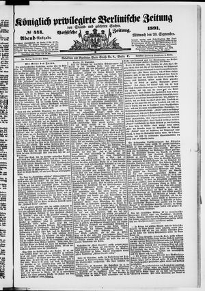 Königlich privilegirte Berlinische Zeitung von Staats- und gelehrten Sachen vom 23.09.1891
