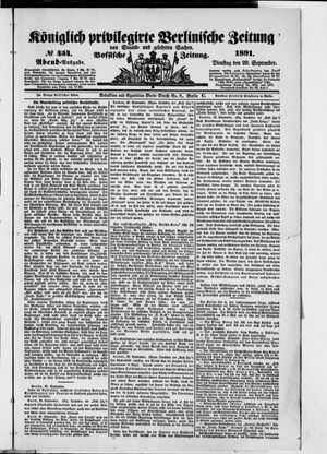 Königlich privilegirte Berlinische Zeitung von Staats- und gelehrten Sachen vom 29.09.1891