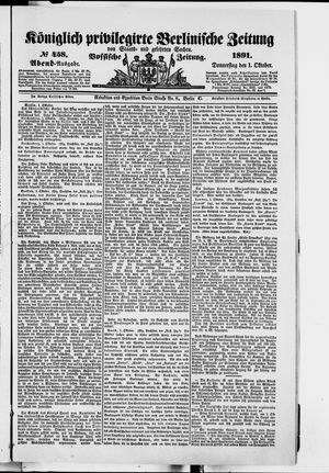 Königlich privilegirte Berlinische Zeitung von Staats- und gelehrten Sachen vom 01.10.1891