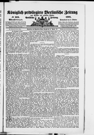Königlich privilegirte Berlinische Zeitung von Staats- und gelehrten Sachen on Oct 3, 1891