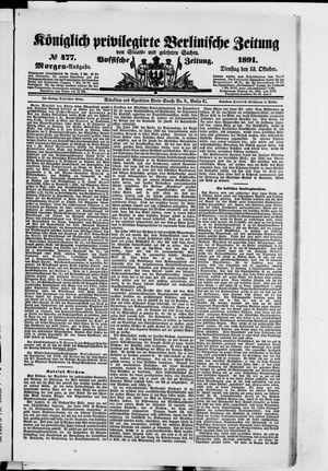 Königlich privilegirte Berlinische Zeitung von Staats- und gelehrten Sachen vom 13.10.1891
