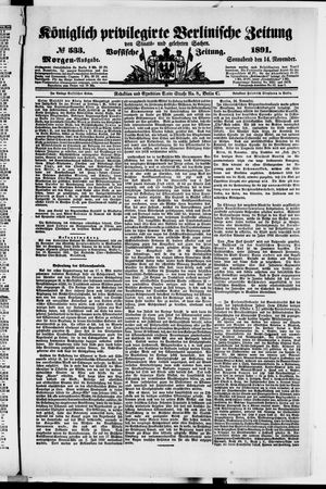 Königlich privilegirte Berlinische Zeitung von Staats- und gelehrten Sachen vom 14.11.1891