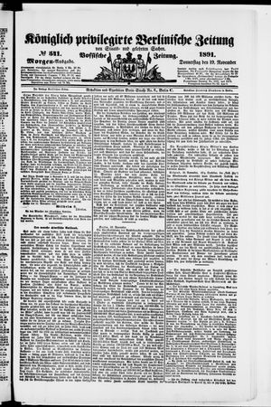 Königlich privilegirte Berlinische Zeitung von Staats- und gelehrten Sachen vom 19.11.1891