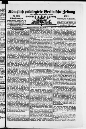 Königlich privilegirte Berlinische Zeitung von Staats- und gelehrten Sachen vom 19.11.1891