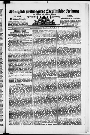 Königlich privilegirte Berlinische Zeitung von Staats- und gelehrten Sachen vom 21.11.1891