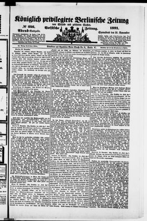 Königlich privilegirte Berlinische Zeitung von Staats- und gelehrten Sachen vom 21.11.1891