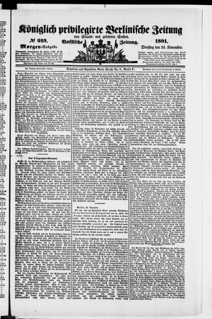 Königlich privilegirte Berlinische Zeitung von Staats- und gelehrten Sachen vom 24.11.1891
