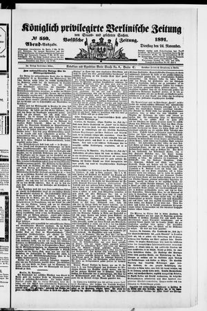 Königlich privilegirte Berlinische Zeitung von Staats- und gelehrten Sachen vom 24.11.1891