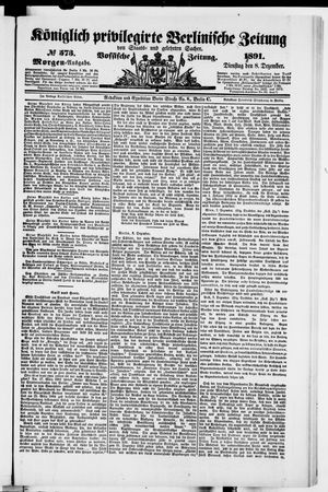 Königlich privilegirte Berlinische Zeitung von Staats- und gelehrten Sachen vom 08.12.1891