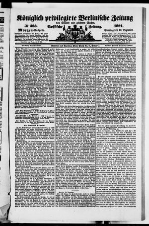 Königlich privilegirte Berlinische Zeitung von Staats- und gelehrten Sachen vom 13.12.1891