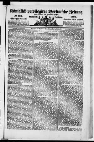 Königlich privilegirte Berlinische Zeitung von Staats- und gelehrten Sachen vom 19.12.1891