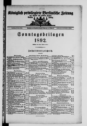 Königlich privilegirte Berlinische Zeitung von Staats- und gelehrten Sachen on Dec 27, 1891