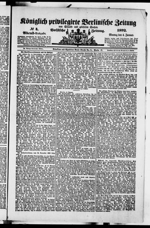 Königlich privilegirte Berlinische Zeitung von Staats- und gelehrten Sachen vom 04.01.1892