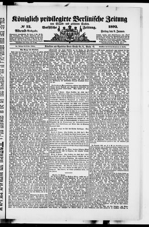 Königlich privilegirte Berlinische Zeitung von Staats- und gelehrten Sachen vom 08.01.1892