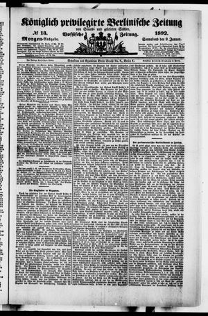 Königlich privilegirte Berlinische Zeitung von Staats- und gelehrten Sachen vom 09.01.1892
