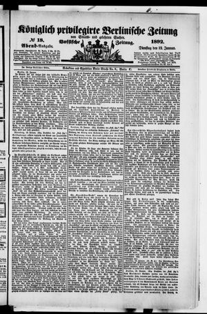 Königlich privilegirte Berlinische Zeitung von Staats- und gelehrten Sachen vom 12.01.1892