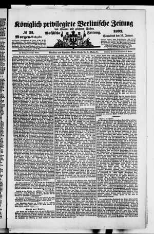 Königlich privilegirte Berlinische Zeitung von Staats- und gelehrten Sachen on Jan 16, 1892