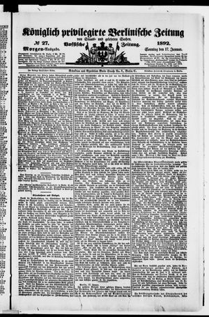 Königlich privilegirte Berlinische Zeitung von Staats- und gelehrten Sachen on Jan 17, 1892