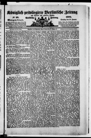 Königlich privilegirte Berlinische Zeitung von Staats- und gelehrten Sachen on Jan 19, 1892